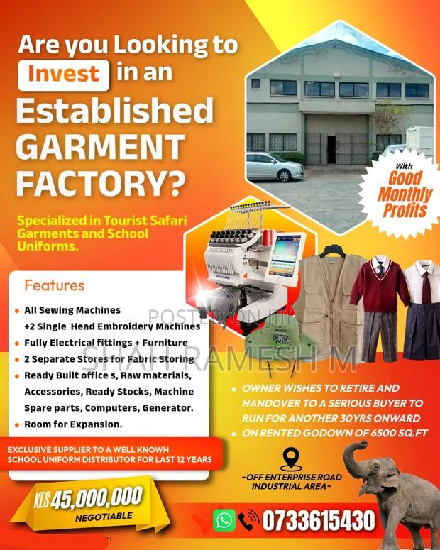 Established Garment Factory For Sale Walk In Walk Out