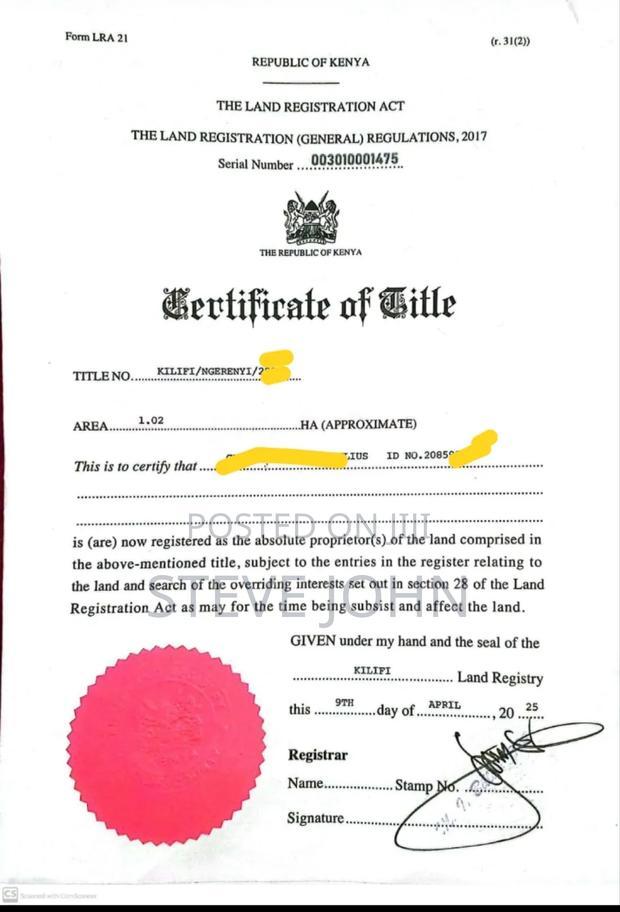 Plots for Sale With Title Kilifi