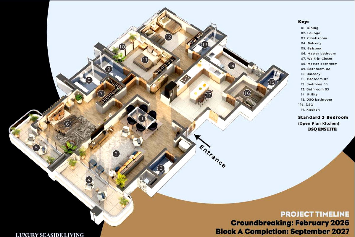 3BR All-Ensuite with DSQ & Ocean Views - Nyali, Mombasa