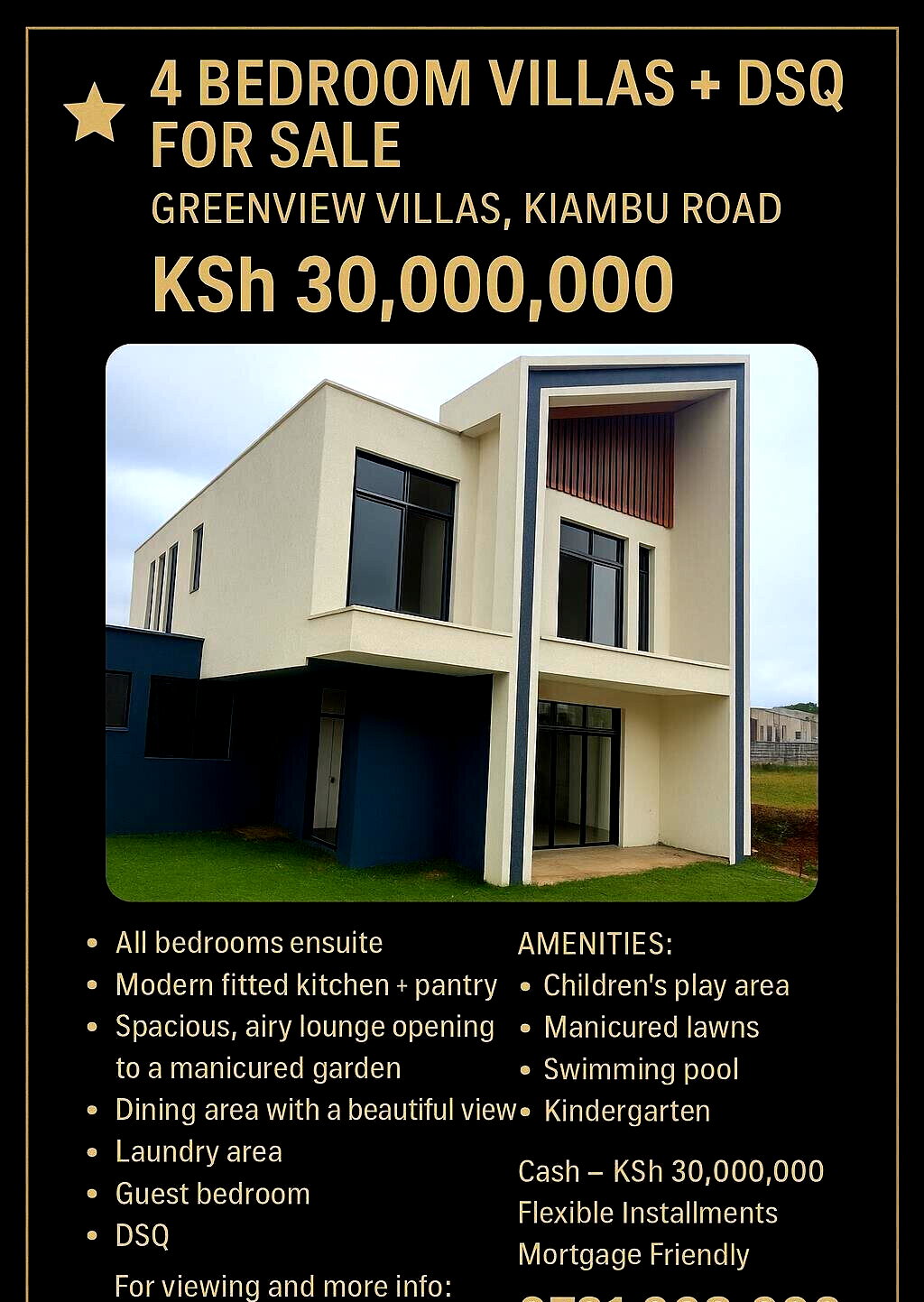 4BR All-Ensuite Villa with DSQ & Garden - Greenview, Kiambu Road