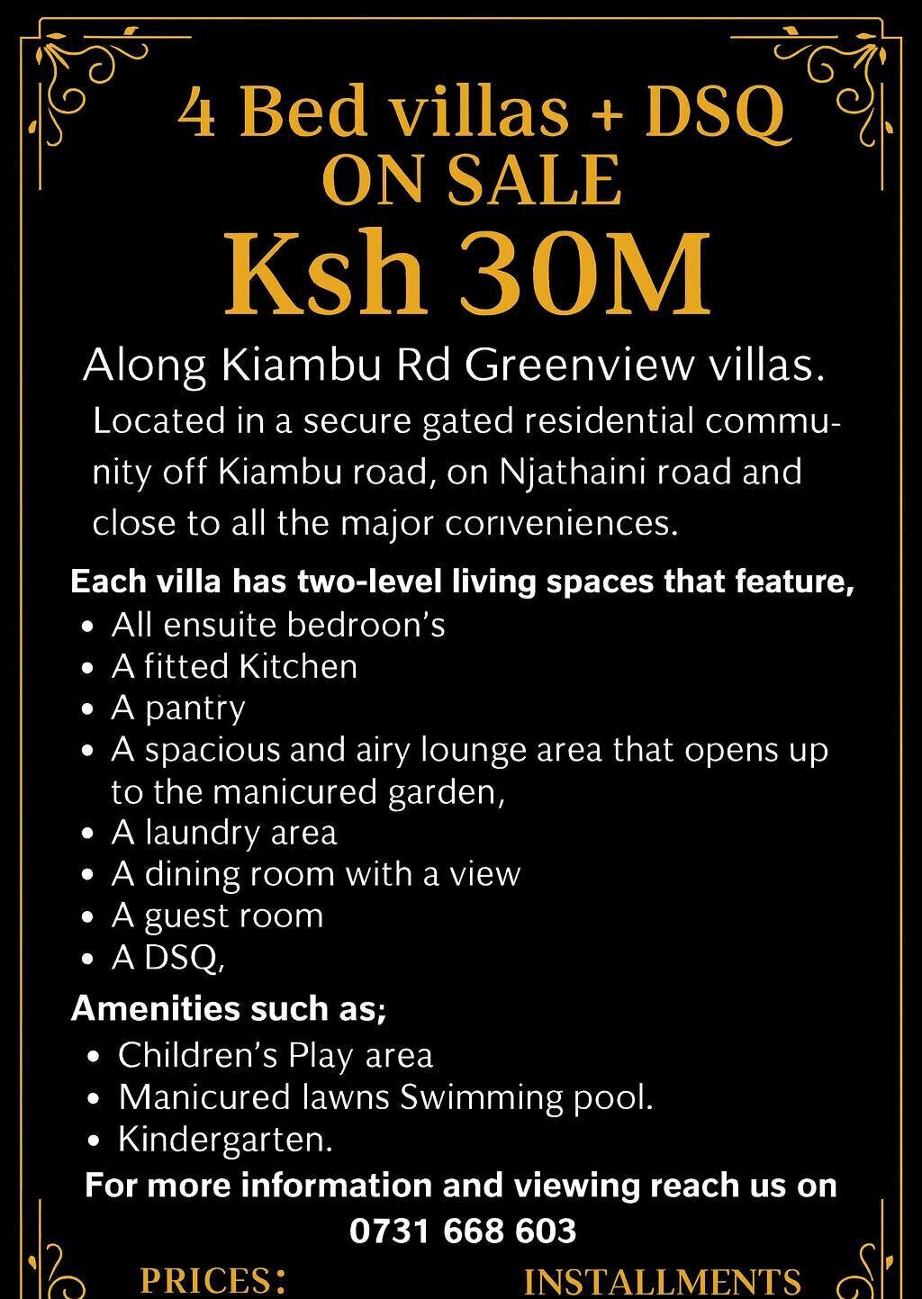 4BR All-Ensuite Villa with DSQ & Garden - Greenview, Kiambu Road