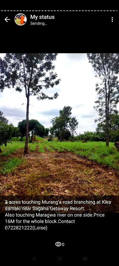 3 Acres on Sale Along Sagana Muranga Road Kwa Samaki - Image 1
