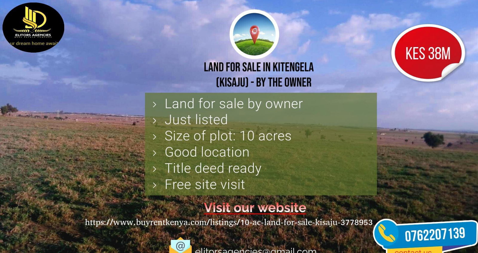 10-Acre Land with Ready Title Deed - Kajiado