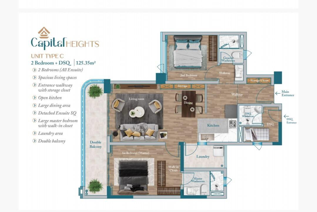 2BR Master Ensuite at Capital Vista with Heated Pool - Kilimani