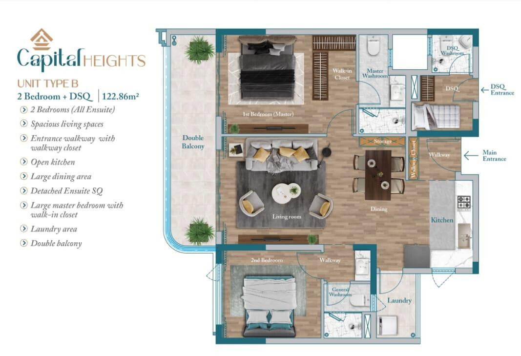 2BR Master Ensuite at Capital Vista with Heated Pool - Kilimani