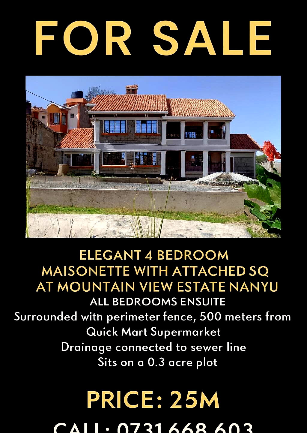 4-Bed All Ensuite Maisonette with DSQ on 0.3 Acre - Mountain View, Nanyuki