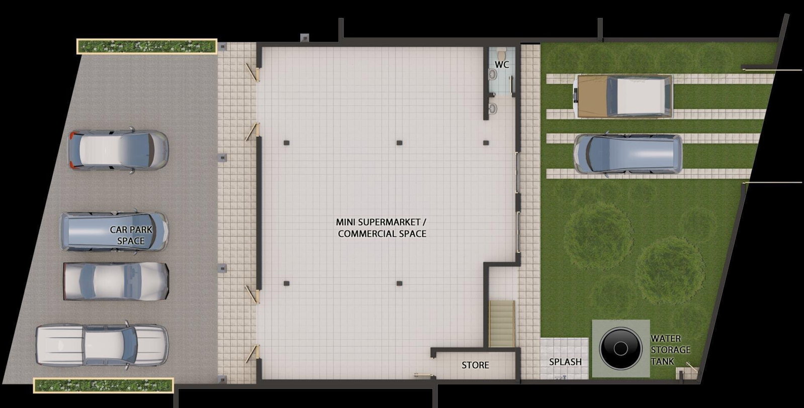 50x100 Commercial Plot with Garden