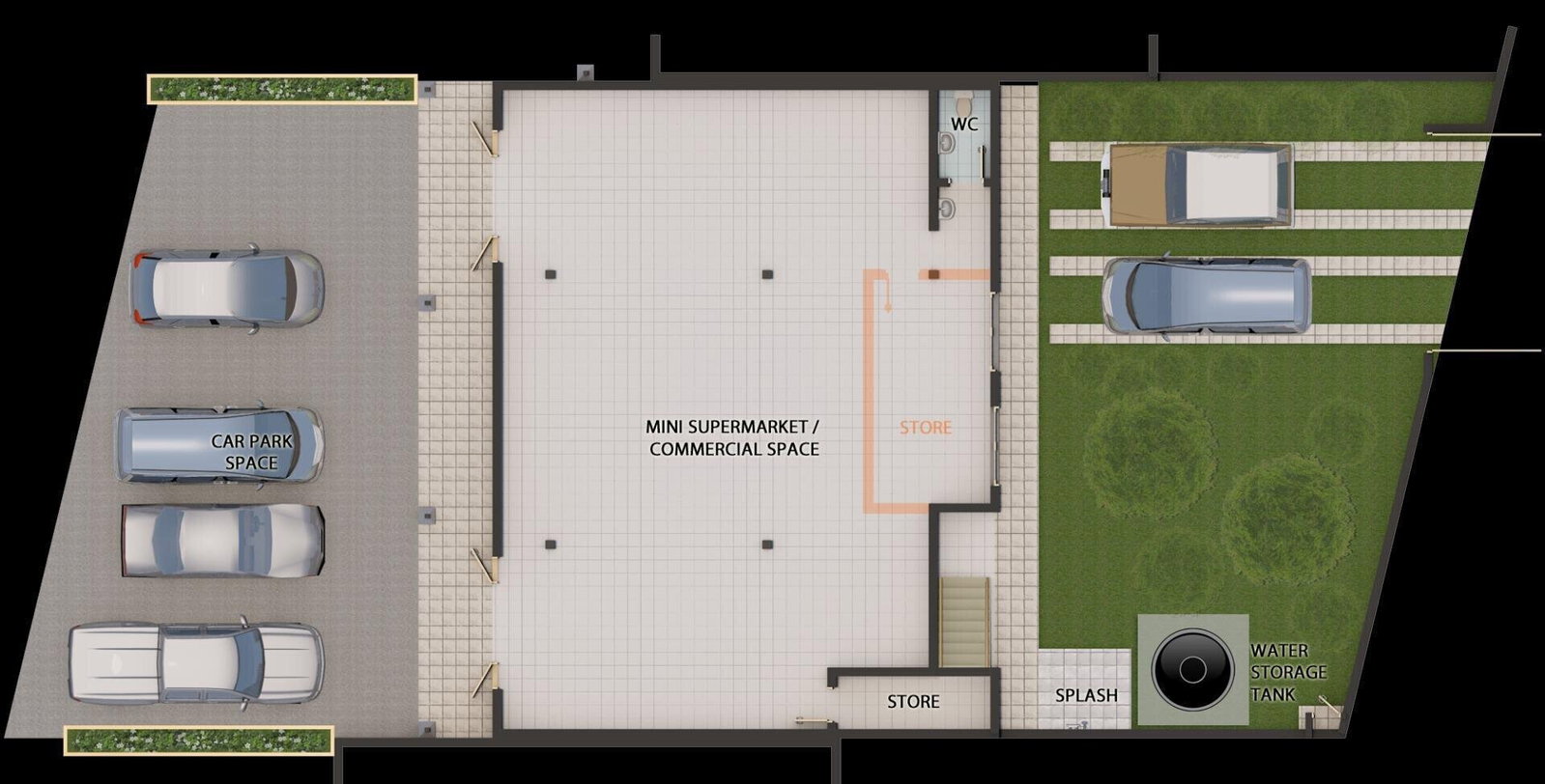 50x100 Commercial Plot with Garden