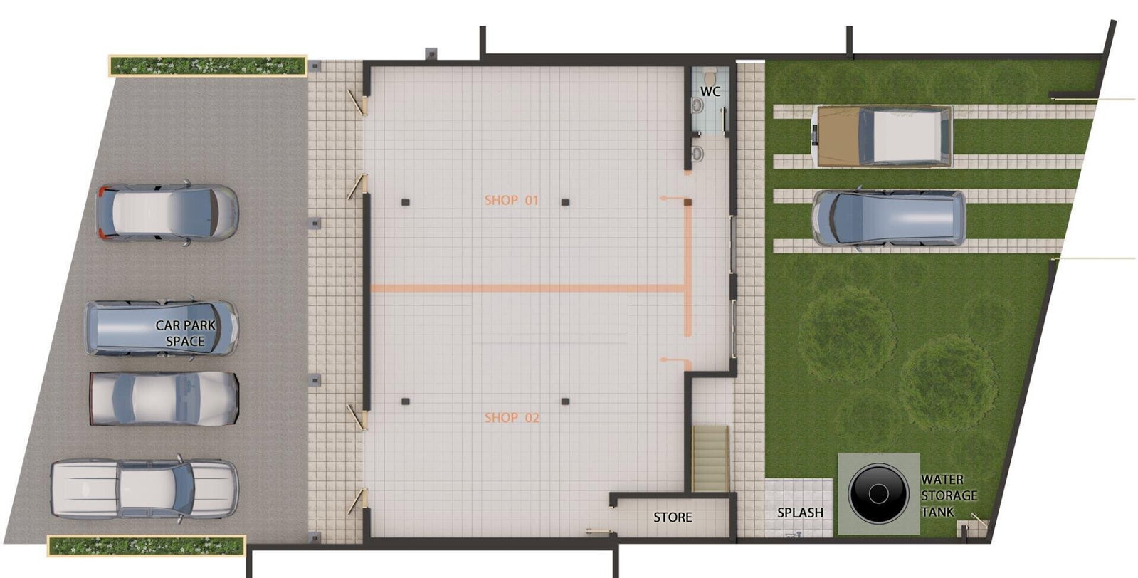 50x100 Commercial Plot with Garden