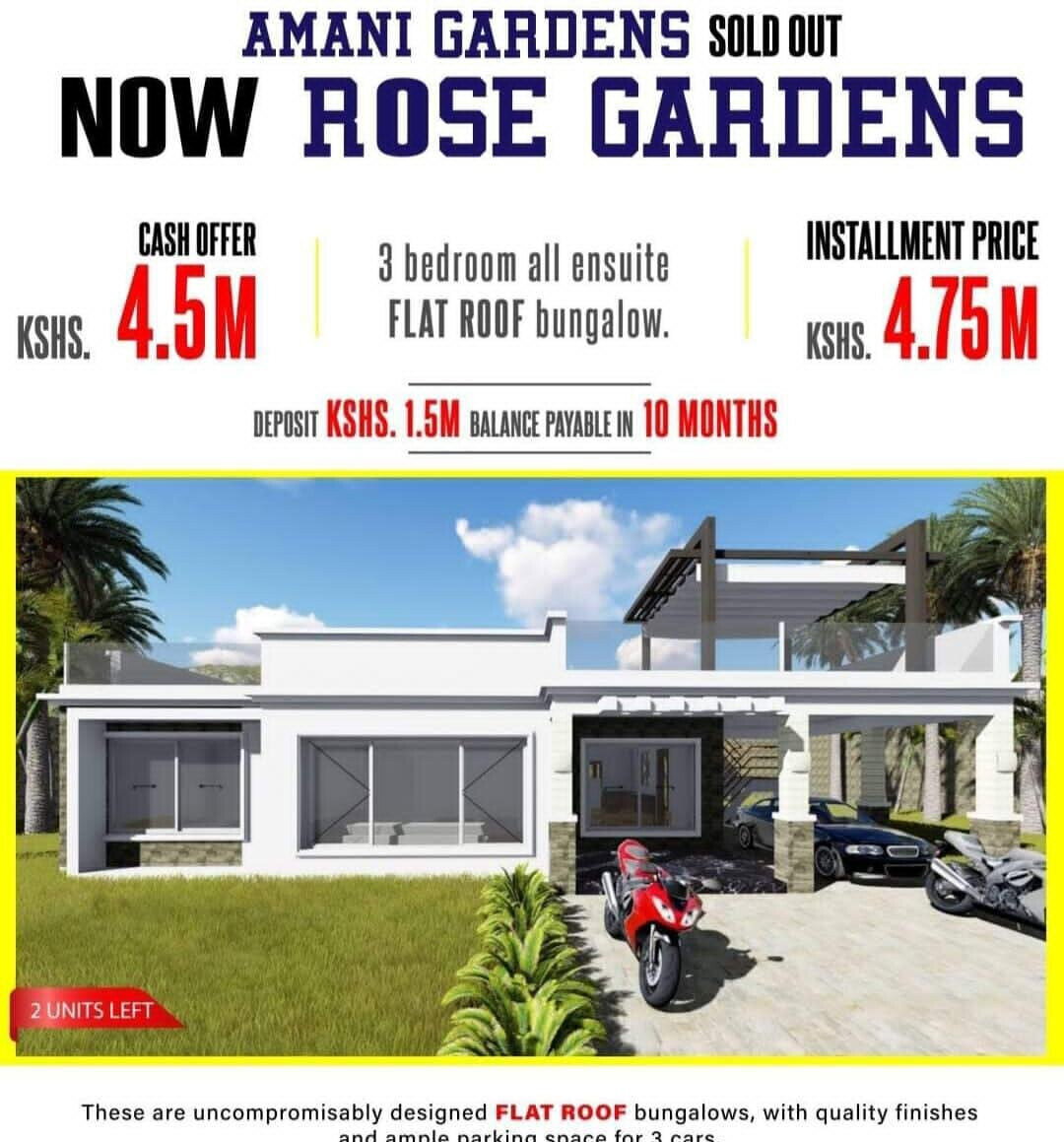 3BR Flat Roof Bungalow with Parking for 3 Cars – Kenyatta, Nairobi