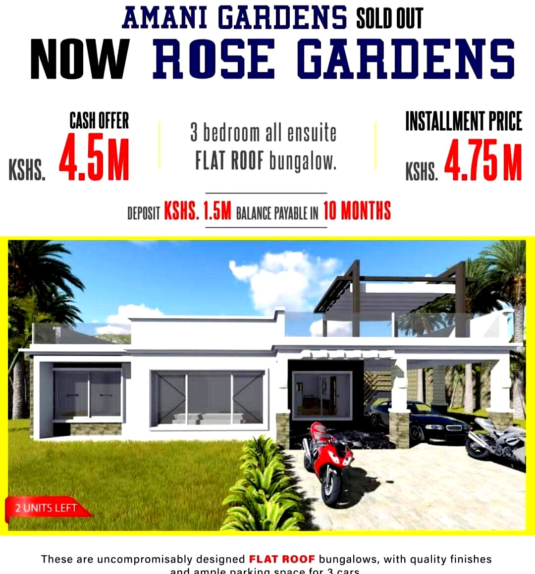 3BR Flat Roof Bungalow with Parking for 3 Cars – Kenyatta, Nairobi